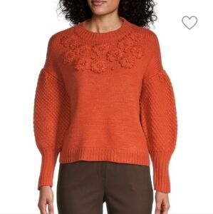 Cliché emroidered floral sweater balloon sleeve oversized small